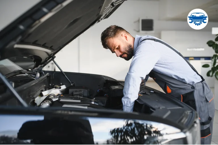 Mechanic repair car in garage